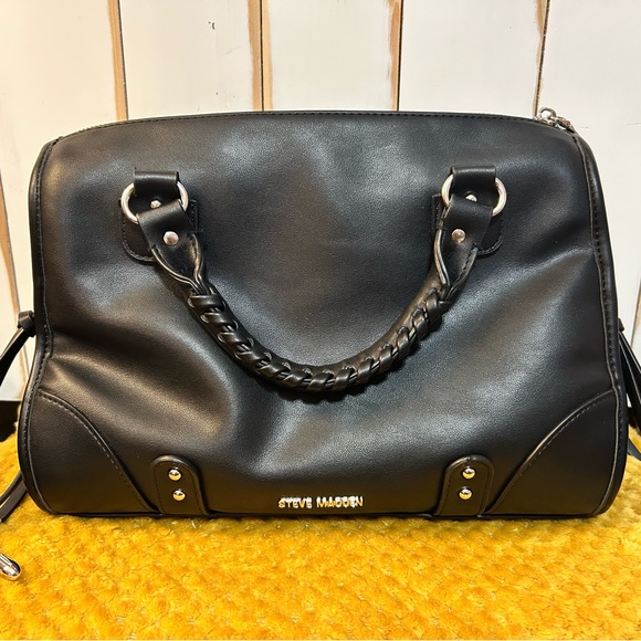 Steve Madden Black Satchel with Silver Details - Picture 1 of 6